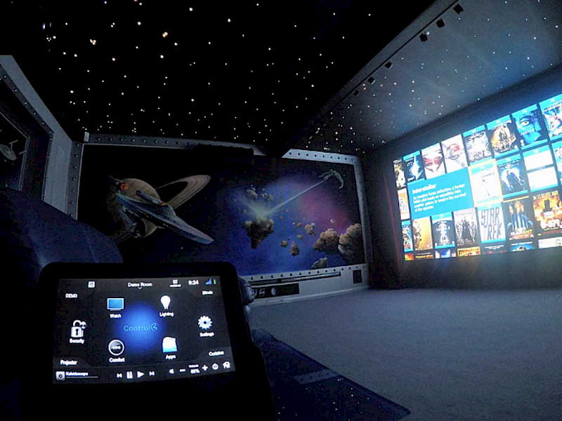sky at night ceiling lighting in home cinema room