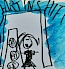 A drawing of Elizabeth stood in doorway next to a large speaker