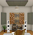 Vicoustic  on wall panels in hifi room with white speakers