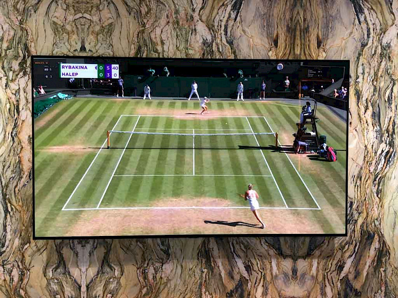 media wall watching Wimbledon 2022