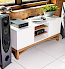 Rega Aya featured with other Rega kit in a hifi setup on white table
