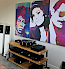 Cyrus listening room with picture of freddie mercury, jimi hendrx and freddie mercury