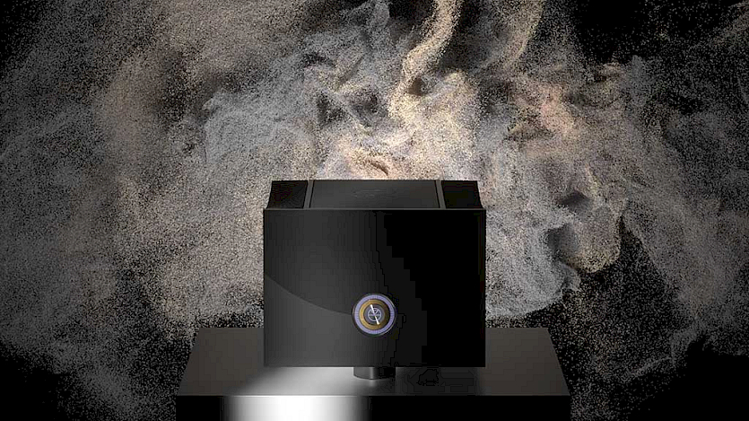 Linn Klimax Solo 800 front view with smokey background